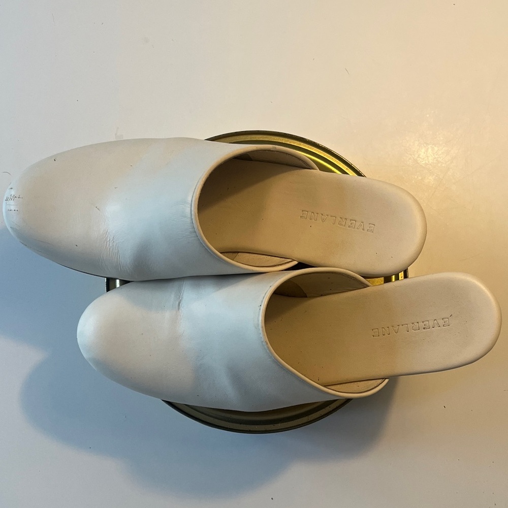 White Leather EVERLANE Platform Clogs
